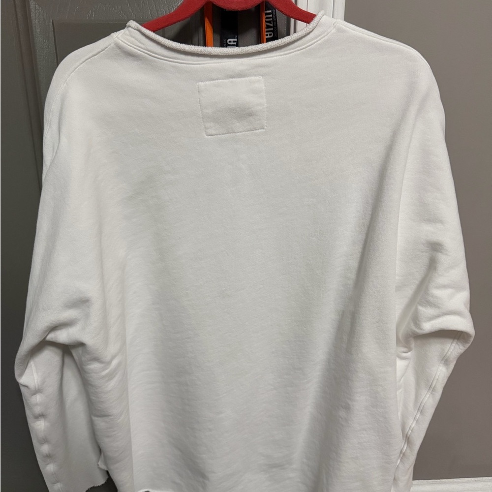 Frank & Eileen Classic White Top. Effie Funnel Neck
Capelet Sweatshirt - Picture 4 of 5